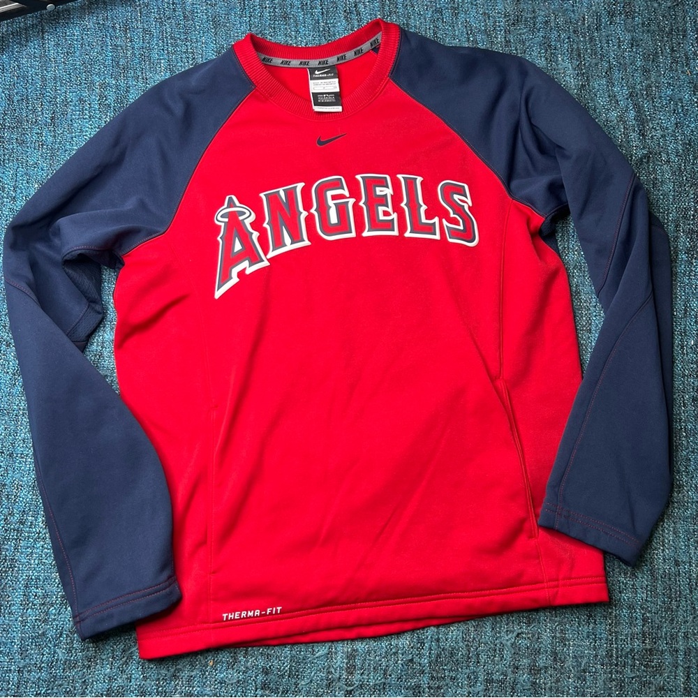 Nike MLB Los Angeles Angels Center Swoosh Pullover Crewneck Sweatshirt 2014